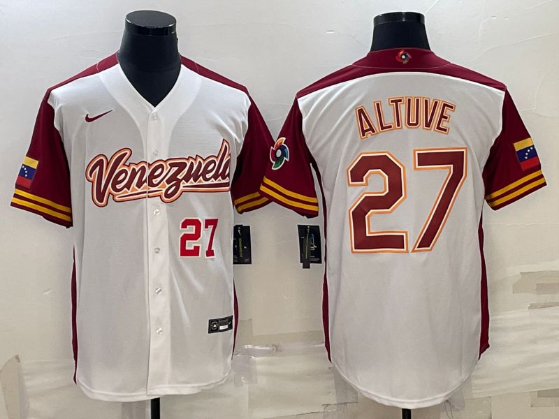 Men 2023 World Cub Venezuela #27 Altuve White Nike MLB Jersey1->more jerseys->MLB Jersey